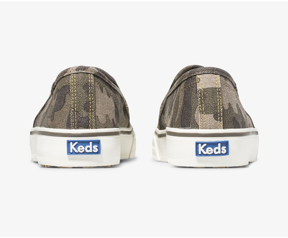 Keds Slip Ons Olive - Washable Double Decker Camo - Womens TDIPQE-487